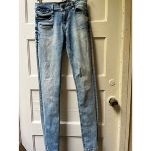 Zhrill low rise light blue distressed wash skinny stretch jeans Size 27,
